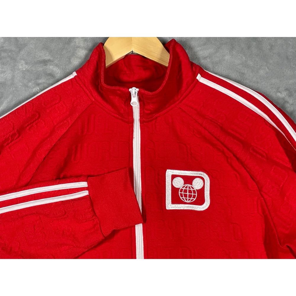 Disney Parks Walt Disney World Red Embossed Logo Track Jacket Mens Medium